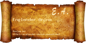 Englender Anina névjegykártya